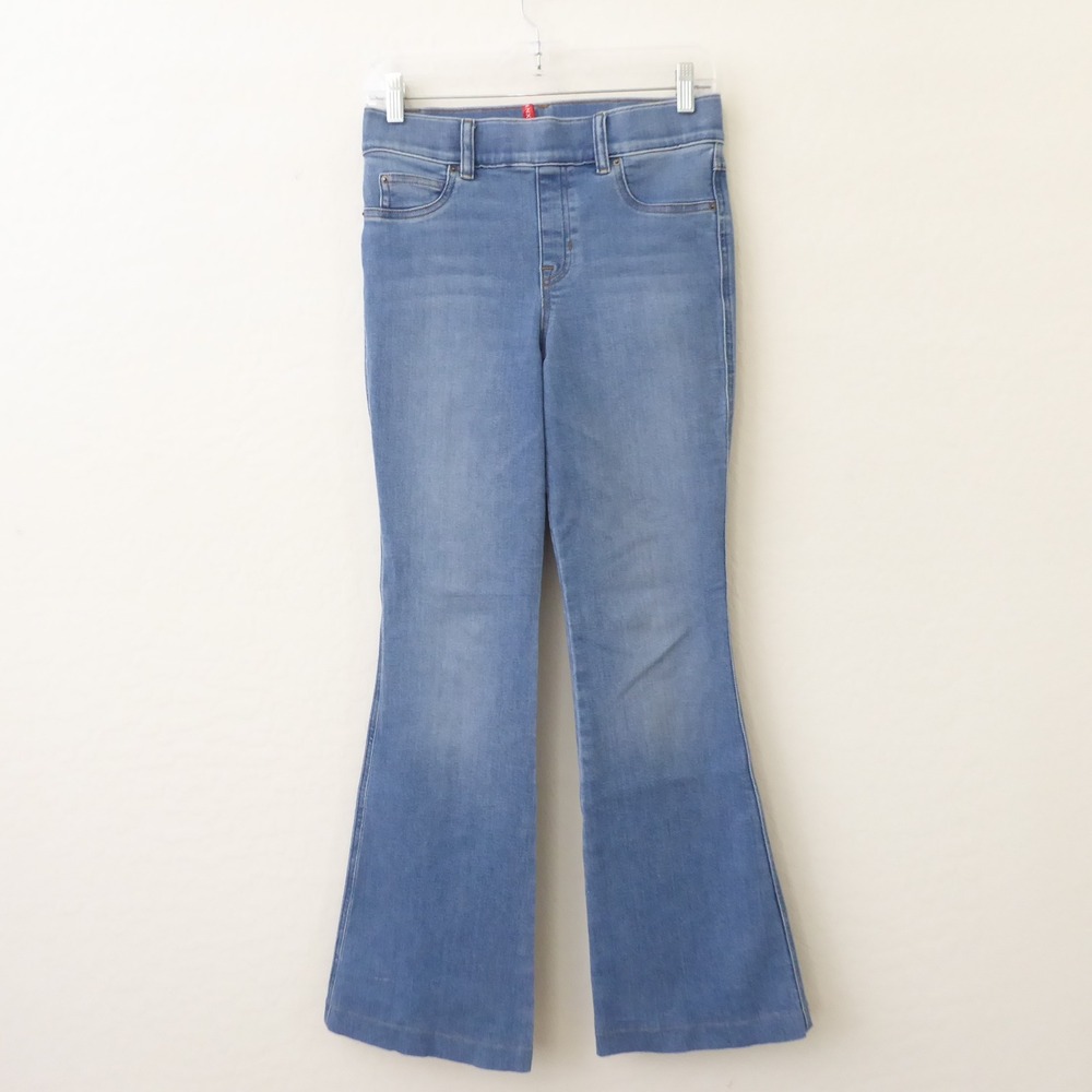SPANX Women's Flare Leggings Pull On Blue Denim Jeans Size Small